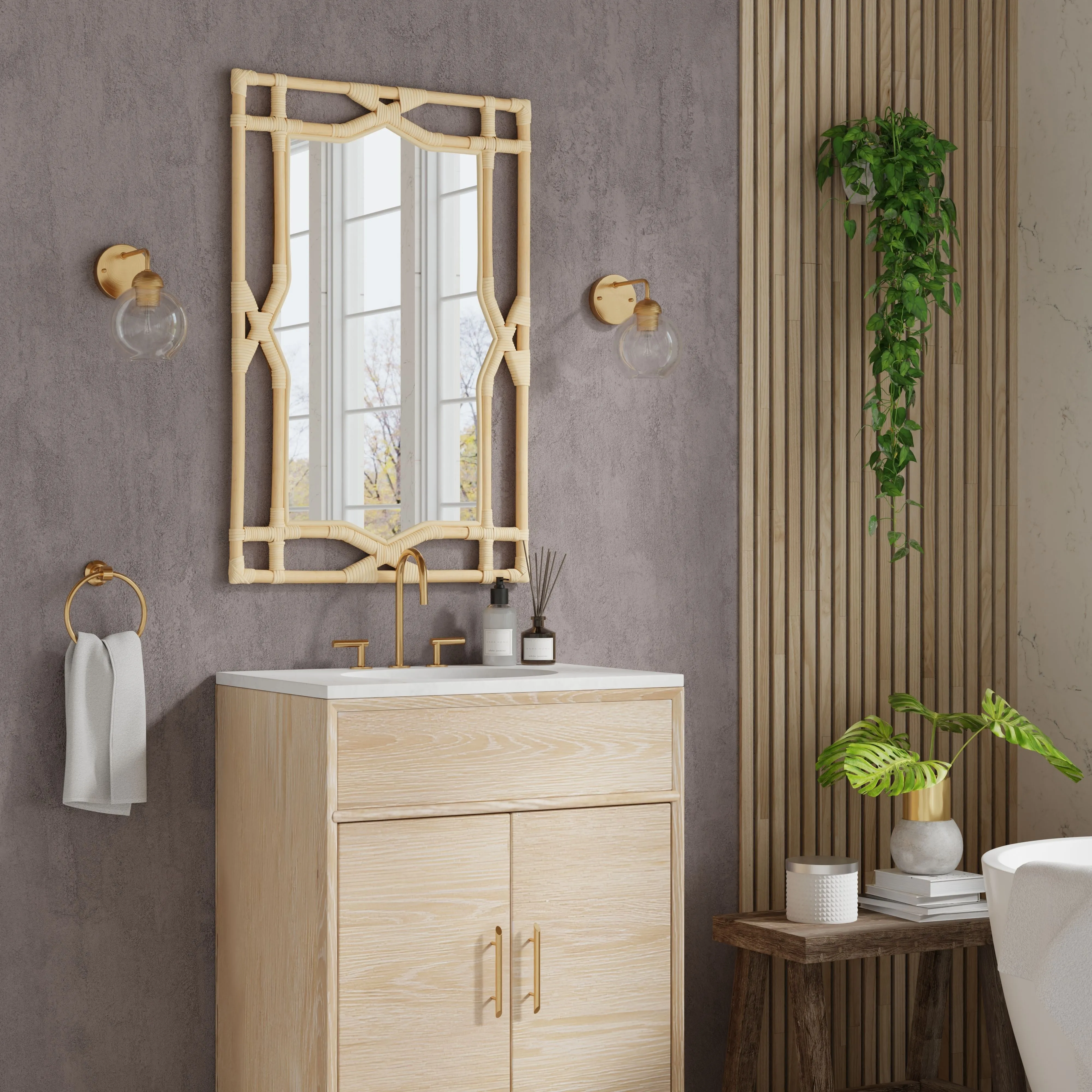 Rectangular Rattan Decorative Chippendale Wall Mirror