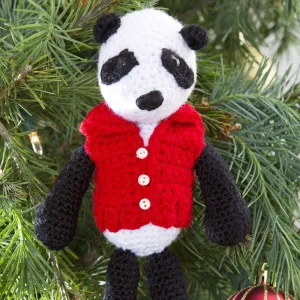 Red Heart Crochet Vested Panda Ornament