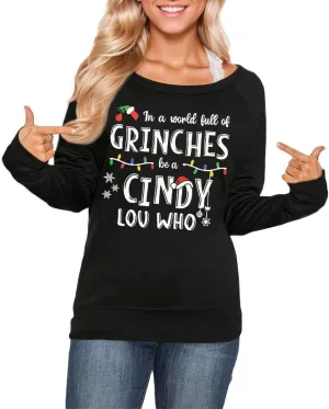 Spadehill Christmas Womens Long Sleeves Crewneck Cotton Sweatshirt
