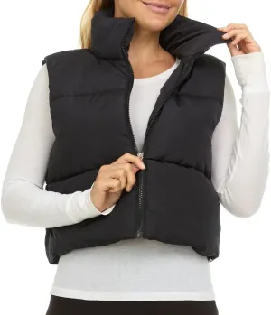 Steve Madden Cropped Puffer Vest for Women - Sleeveless Womens Outerwear Vests