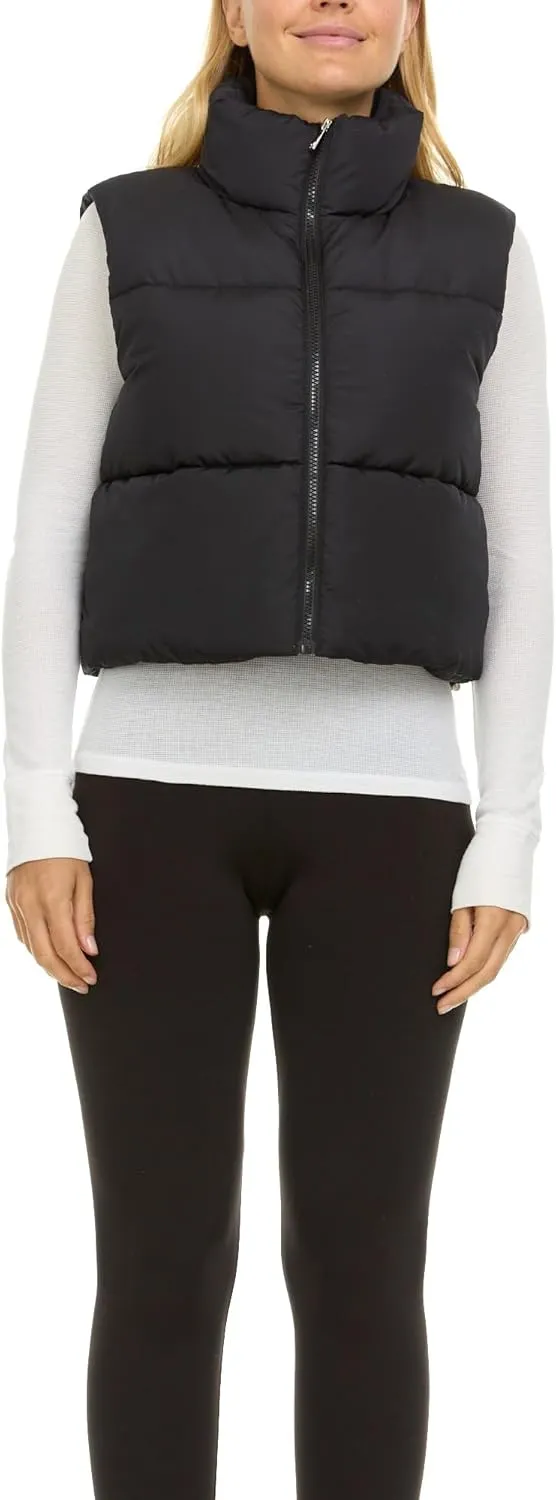 Steve Madden Cropped Puffer Vest for Women - Sleeveless Womens Outerwear Vests