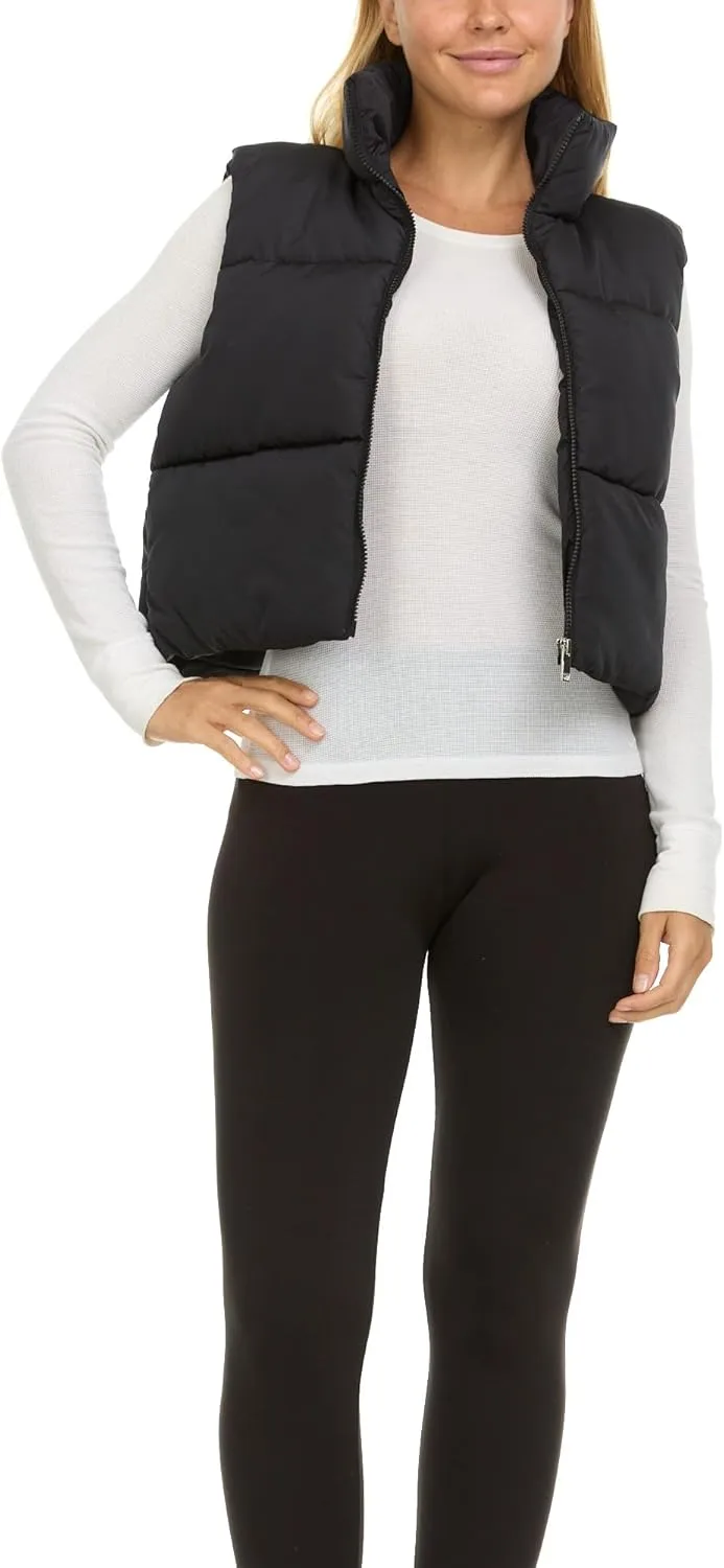 Steve Madden Cropped Puffer Vest for Women - Sleeveless Womens Outerwear Vests