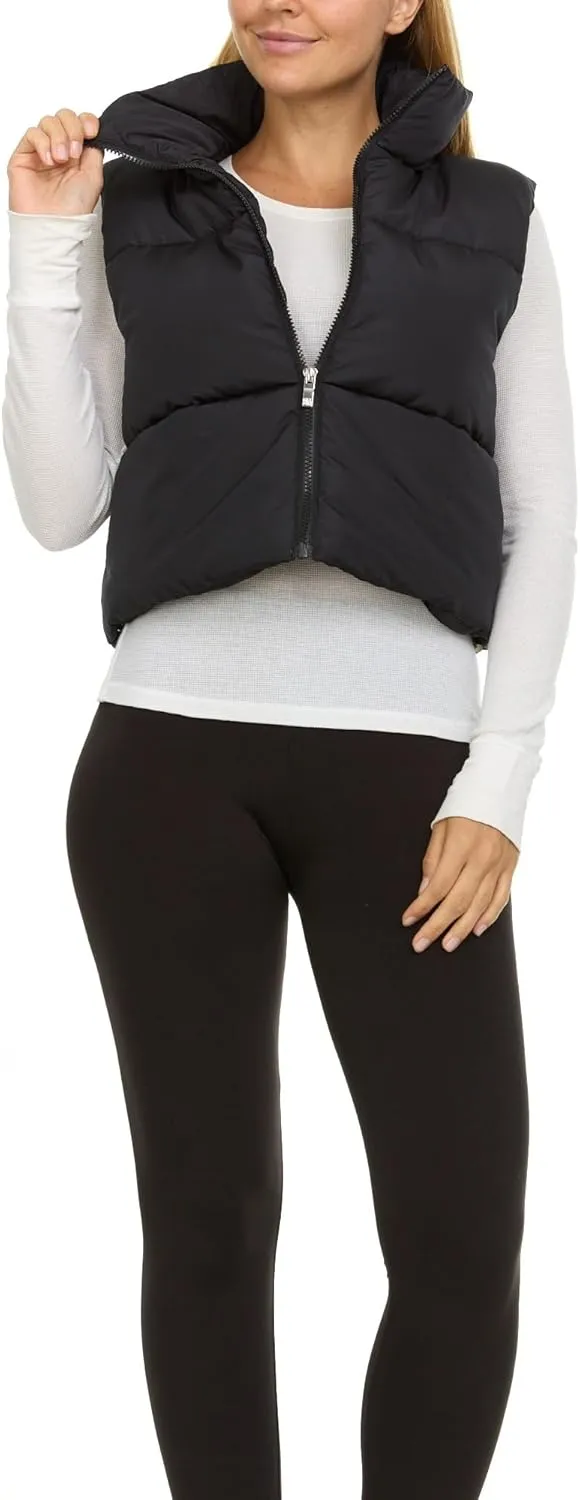 Steve Madden Cropped Puffer Vest for Women - Sleeveless Womens Outerwear Vests