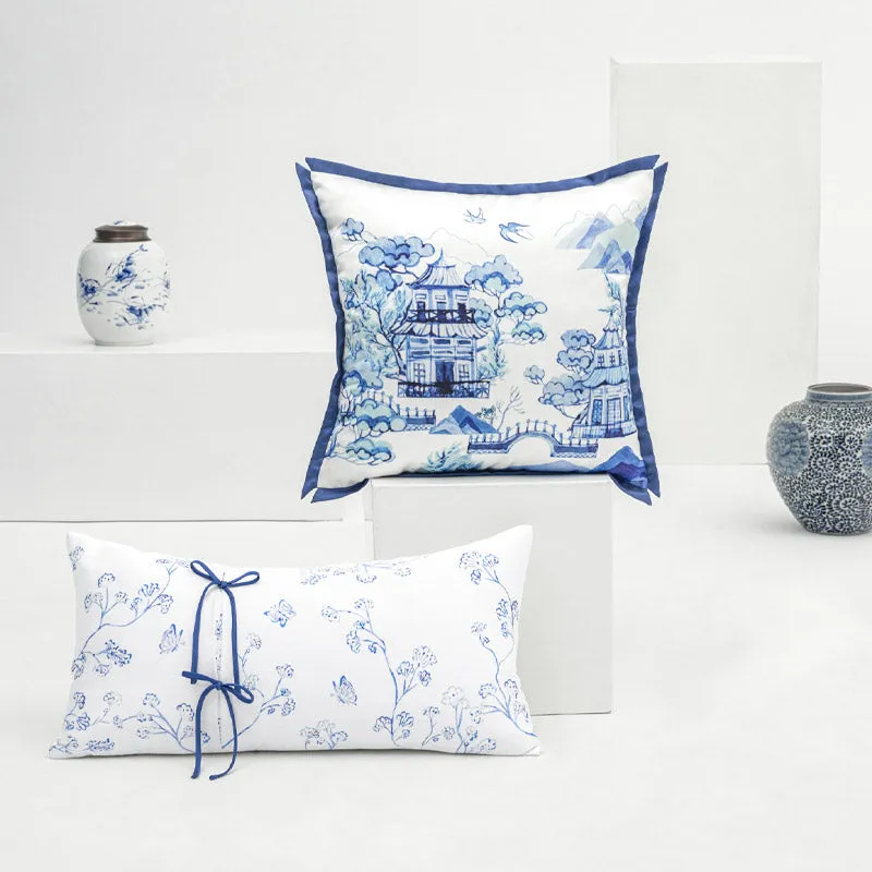 Vintage Classic Blue and White Floral Printed Cushion Series Home Decor Pillow
