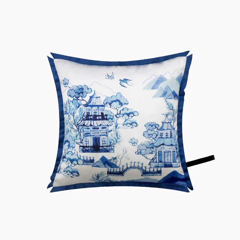Vintage Classic Blue and White Floral Printed Cushion Series Home Decor Pillow