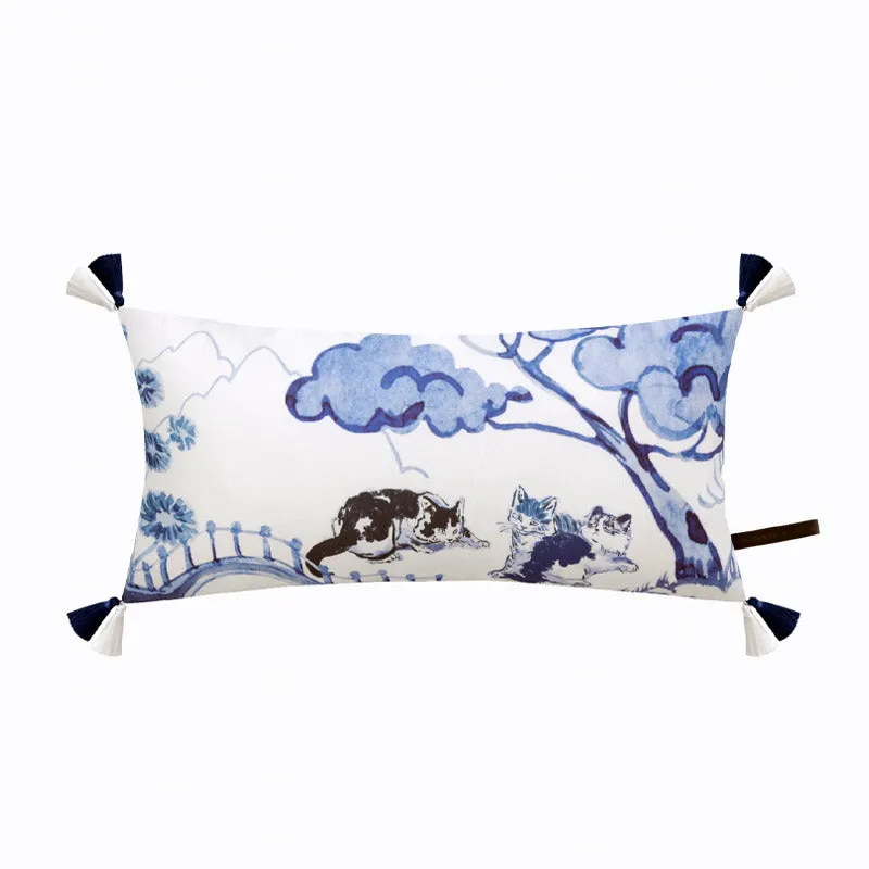 Vintage Classic Blue and White Floral Printed Cushion Series Home Decor Pillow