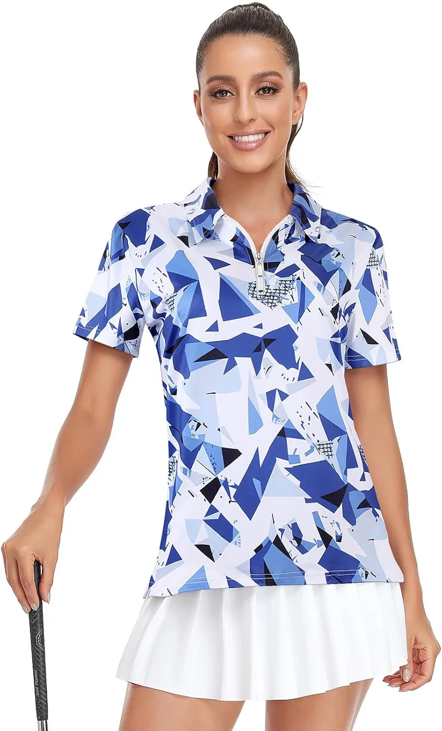 Viracy Womens Golf Shirt UPF50  Sun Protection Short Sleeve 1/4 Zip Up Polo Workout Tops Fast Dry Fit Moisture Wicking