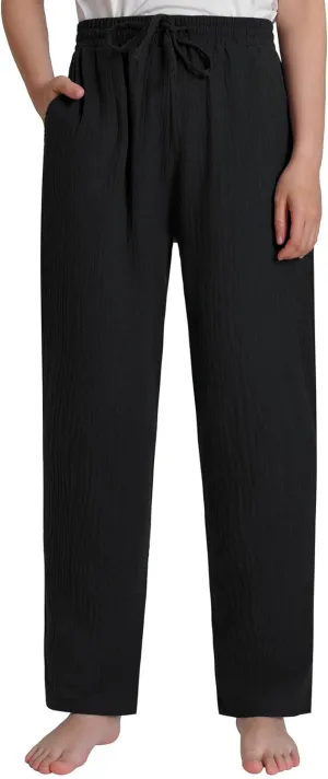 Weintee Women's Petite Cotton Gauze Pants for Casual Summer