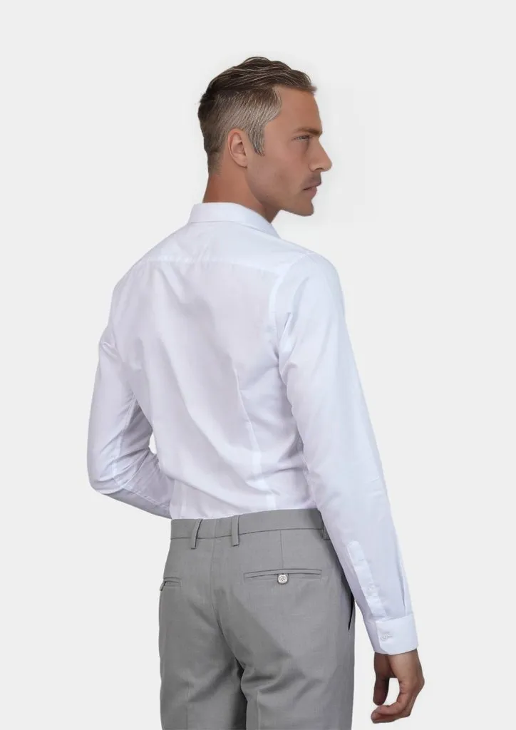 White Egyptian Cotton Broadcloth Shirt
