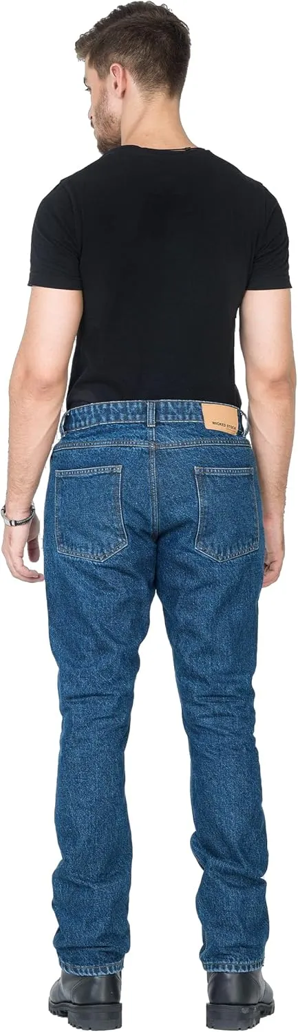 WICKED STOCK Men's Riding Pants with CE LEVEL2 Armor - Dark Blue