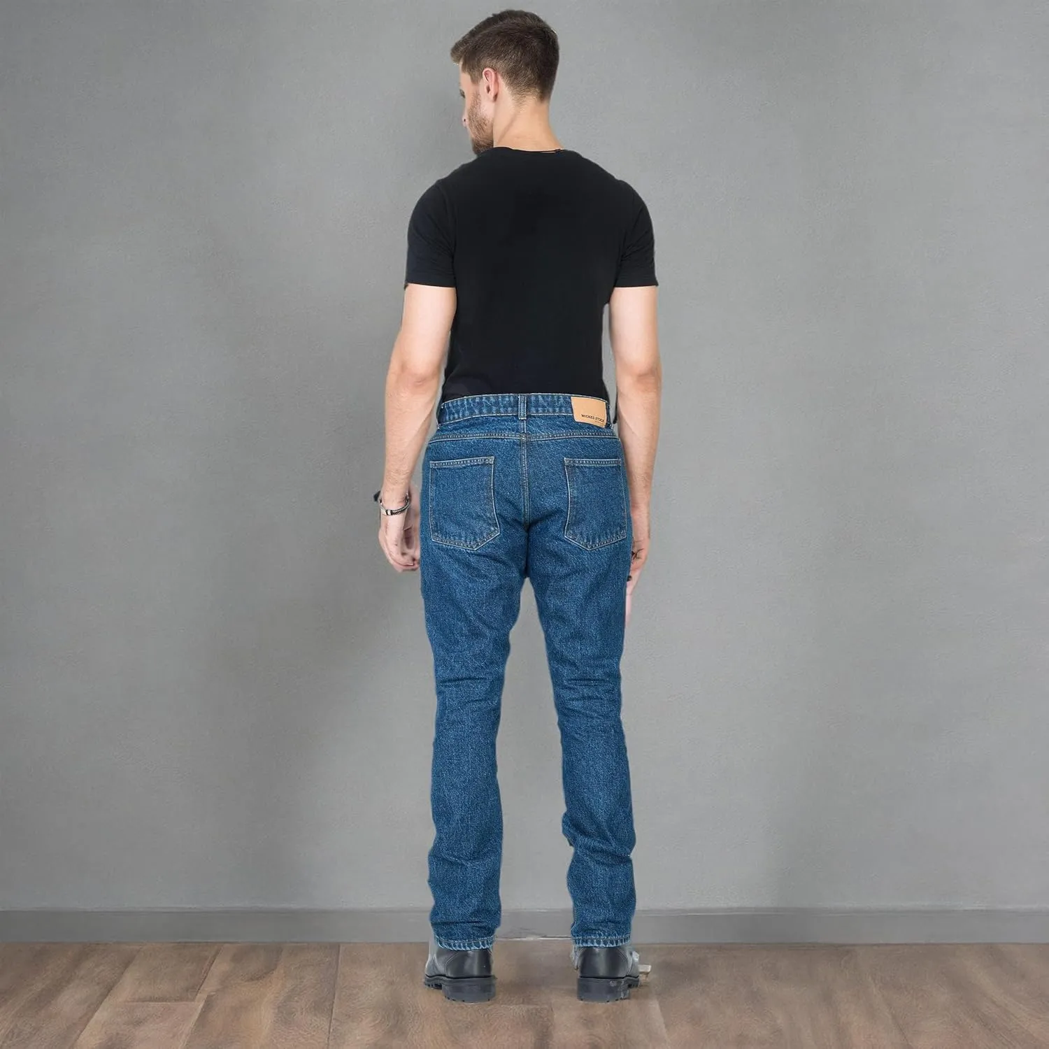 WICKED STOCK Men's Riding Pants with CE LEVEL2 Armor - Dark Blue