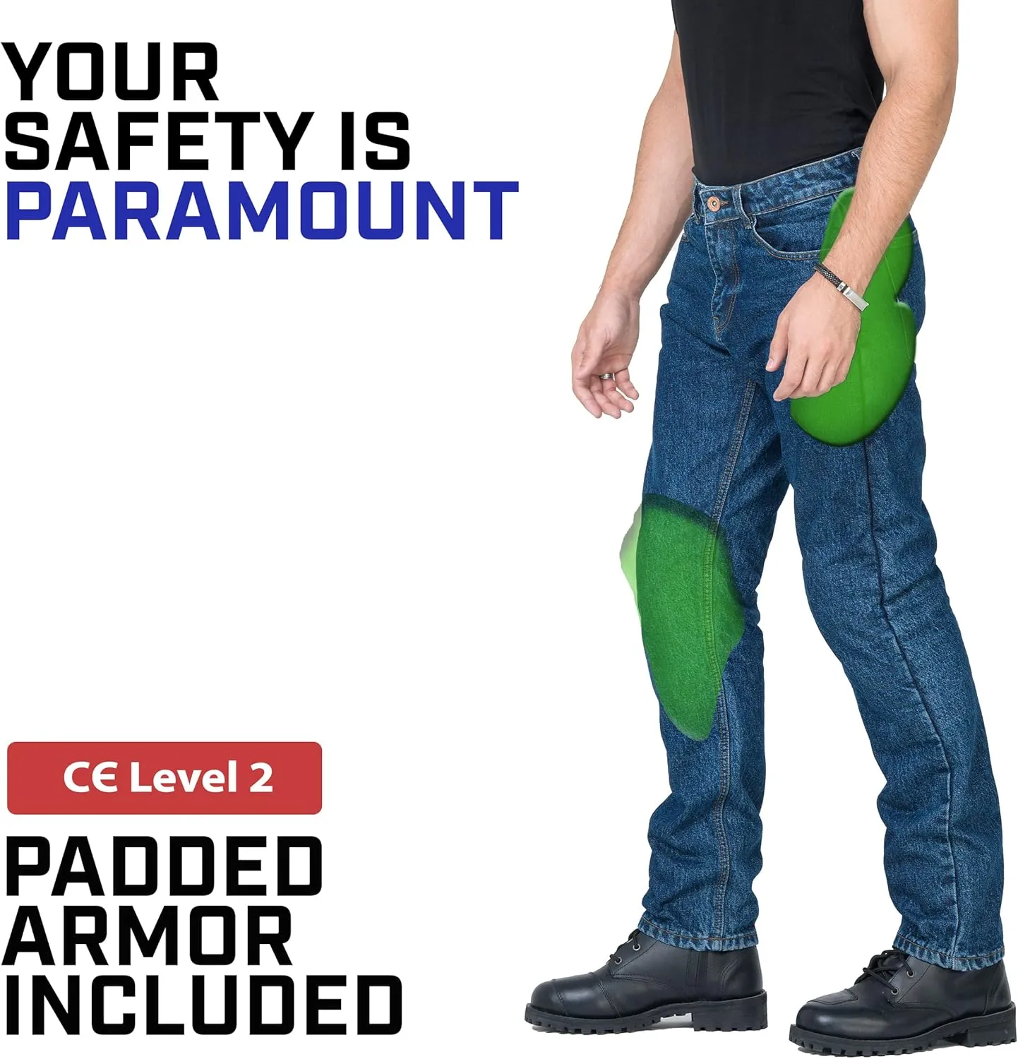 WICKED STOCK Men's Riding Pants with CE LEVEL2 Armor - Dark Blue
