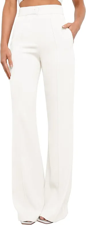 Women's Causal High Waisted Wide Leg Pants, Bootcut Dress Pants for Women, Work Pants with Pockets for Women Office