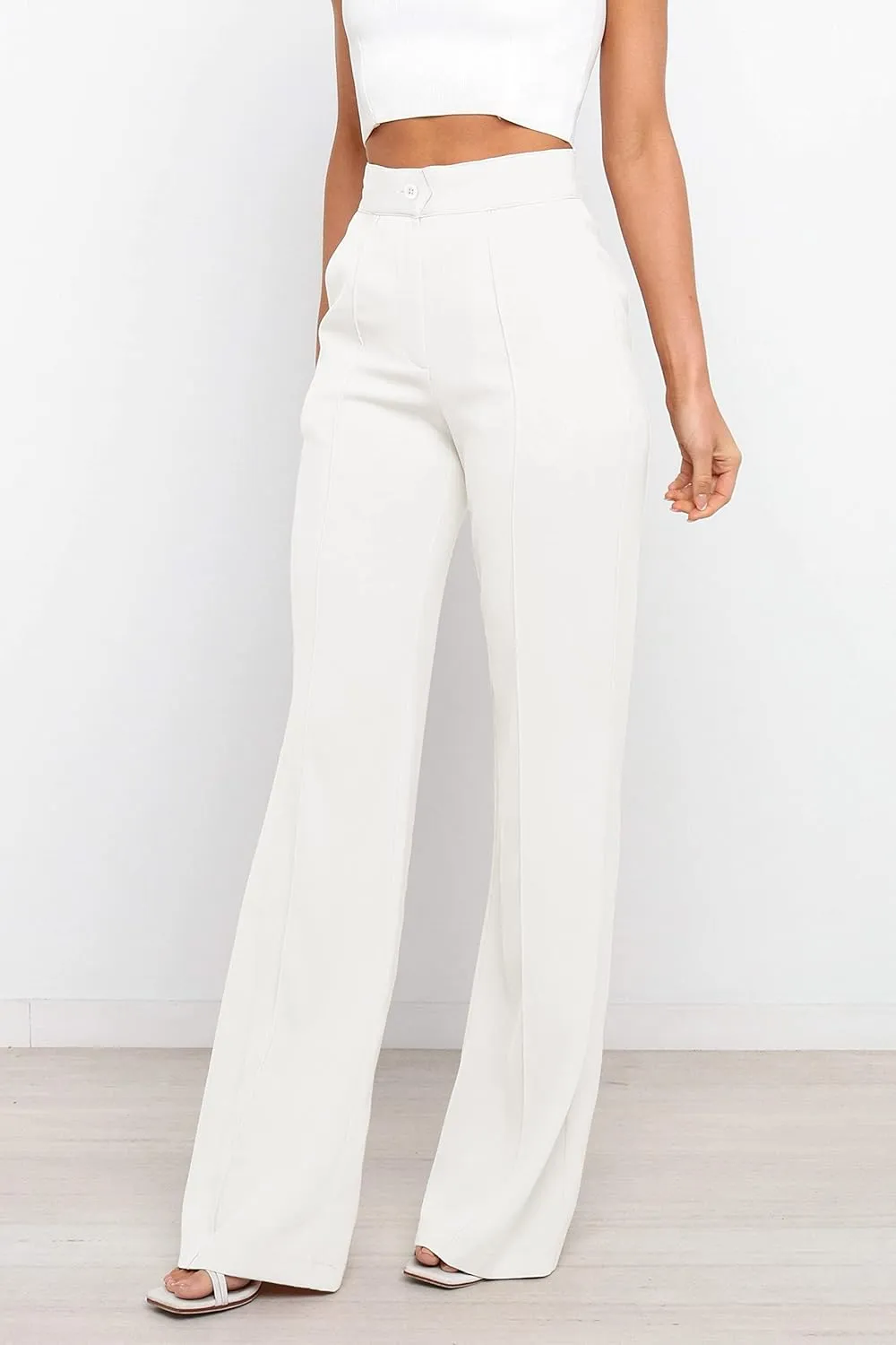 Women's Causal High Waisted Wide Leg Pants, Bootcut Dress Pants for Women, Work Pants with Pockets for Women Office