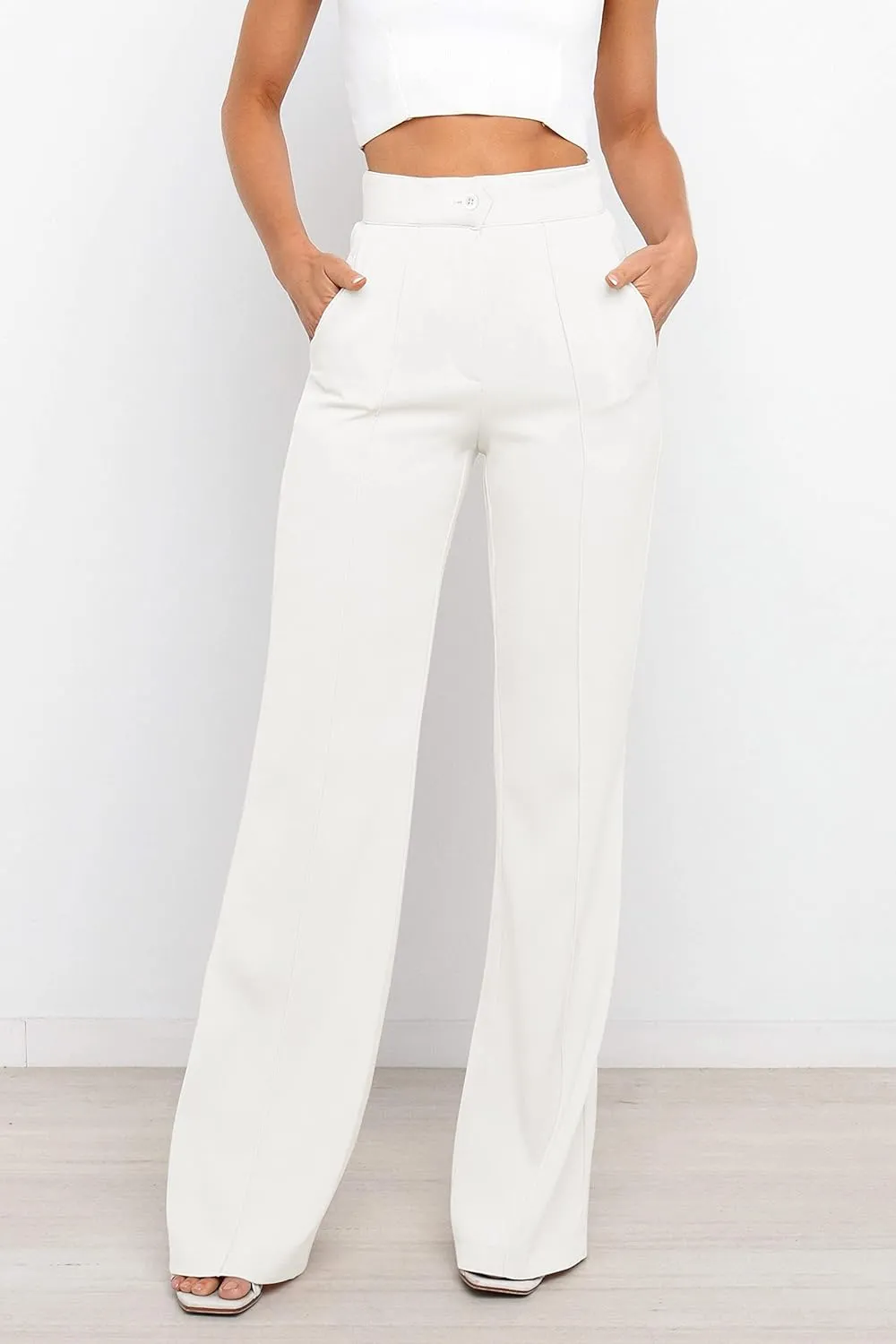 Women's Causal High Waisted Wide Leg Pants, Bootcut Dress Pants for Women, Work Pants with Pockets for Women Office