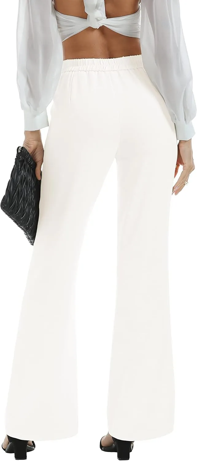 Women's Causal High Waisted Wide Leg Pants, Bootcut Dress Pants for Women, Work Pants with Pockets for Women Office