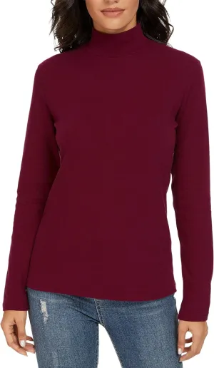 Women's Mock Turtleneck Cotton Long Sleeve Layering T Shirt Tops