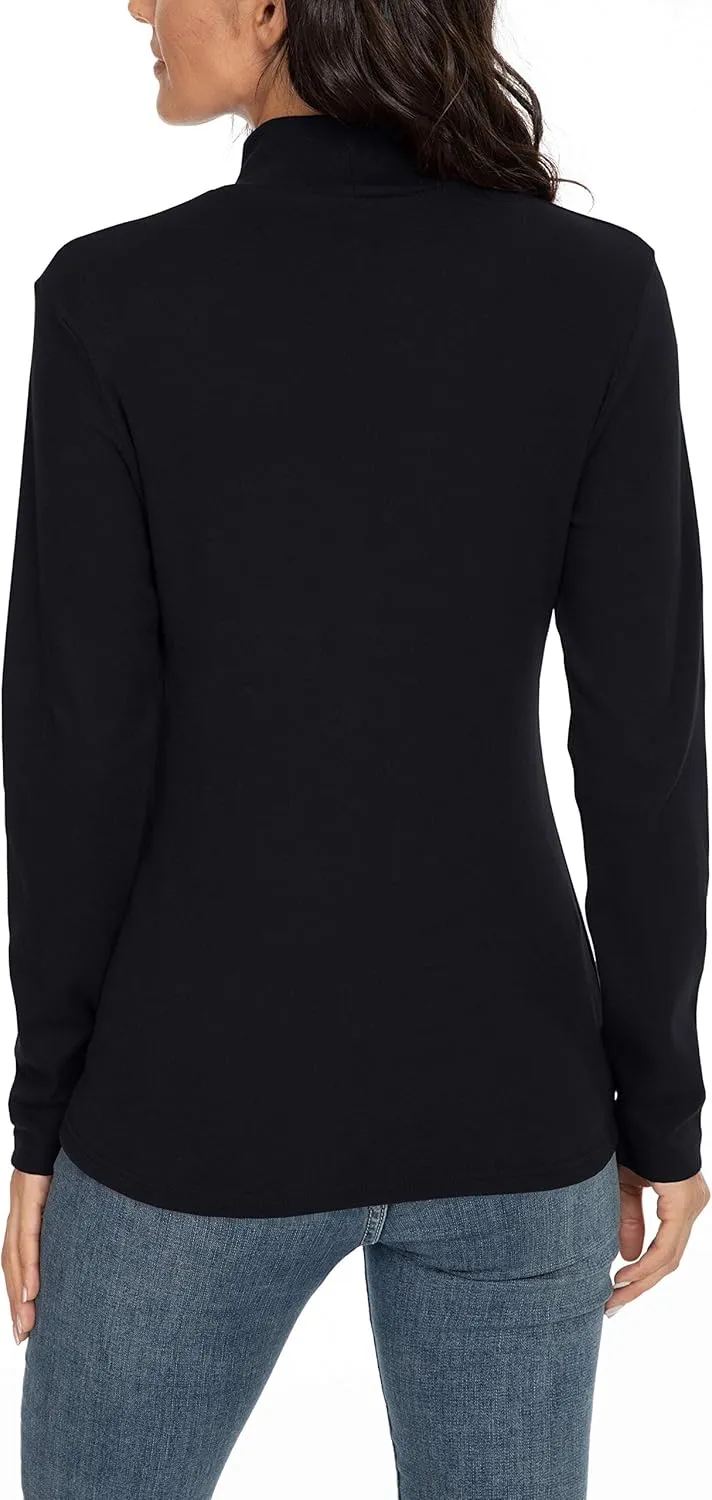 Women's Mock Turtleneck Cotton Long Sleeve Layering T Shirt Tops