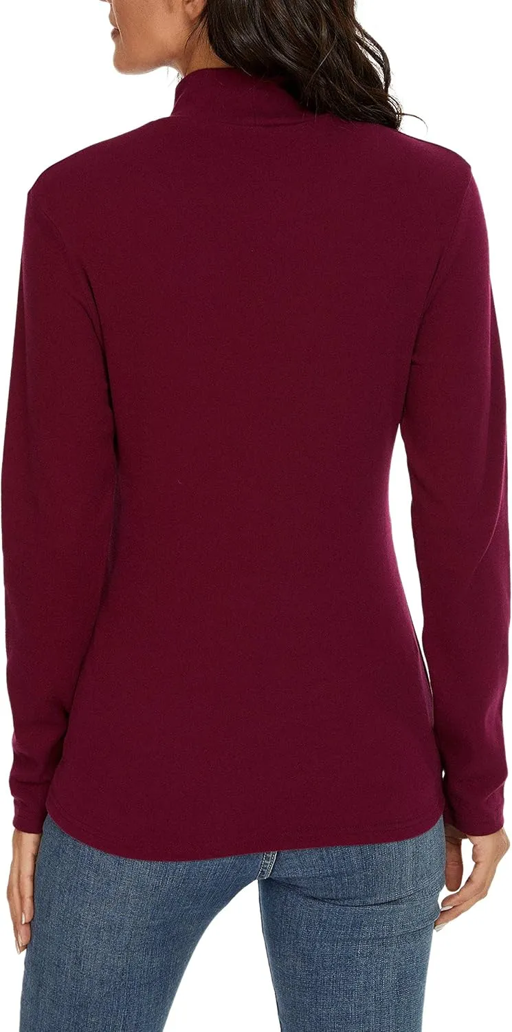 Women's Mock Turtleneck Cotton Long Sleeve Layering T Shirt Tops