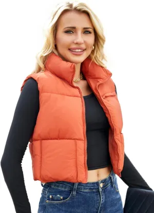 Women's Puffer Vest - Sleeveless Quilted Gilet with Detachable Hood or Crop, Lightweight Winter Vest