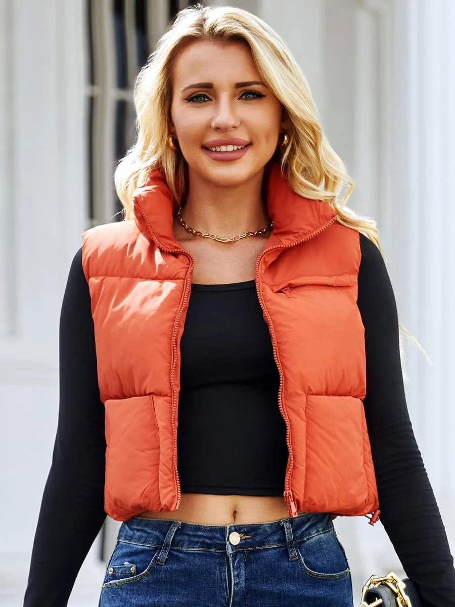 Women's Puffer Vest - Sleeveless Quilted Gilet with Detachable Hood or Crop, Lightweight Winter Vest