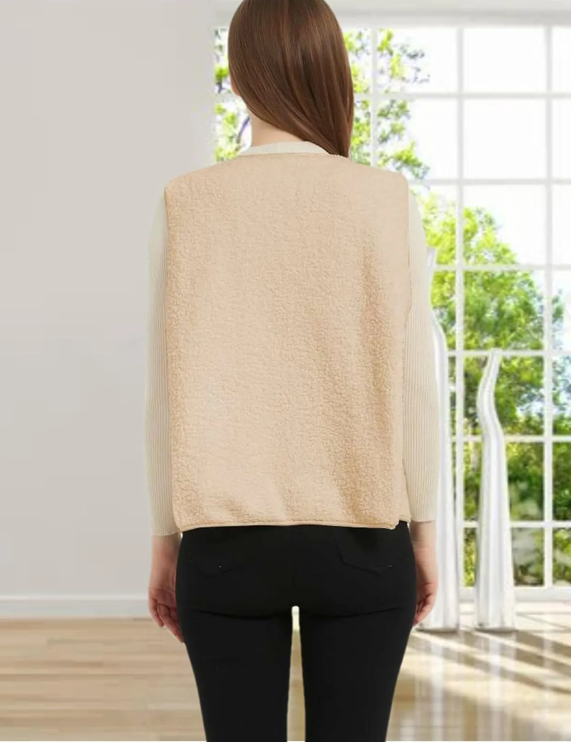 Womens Sherpa Fleece Lightweight Vest Fall Sleeveless Warm Button Down Fuzzy Jacket Outerwear Teddy Coat Gilet